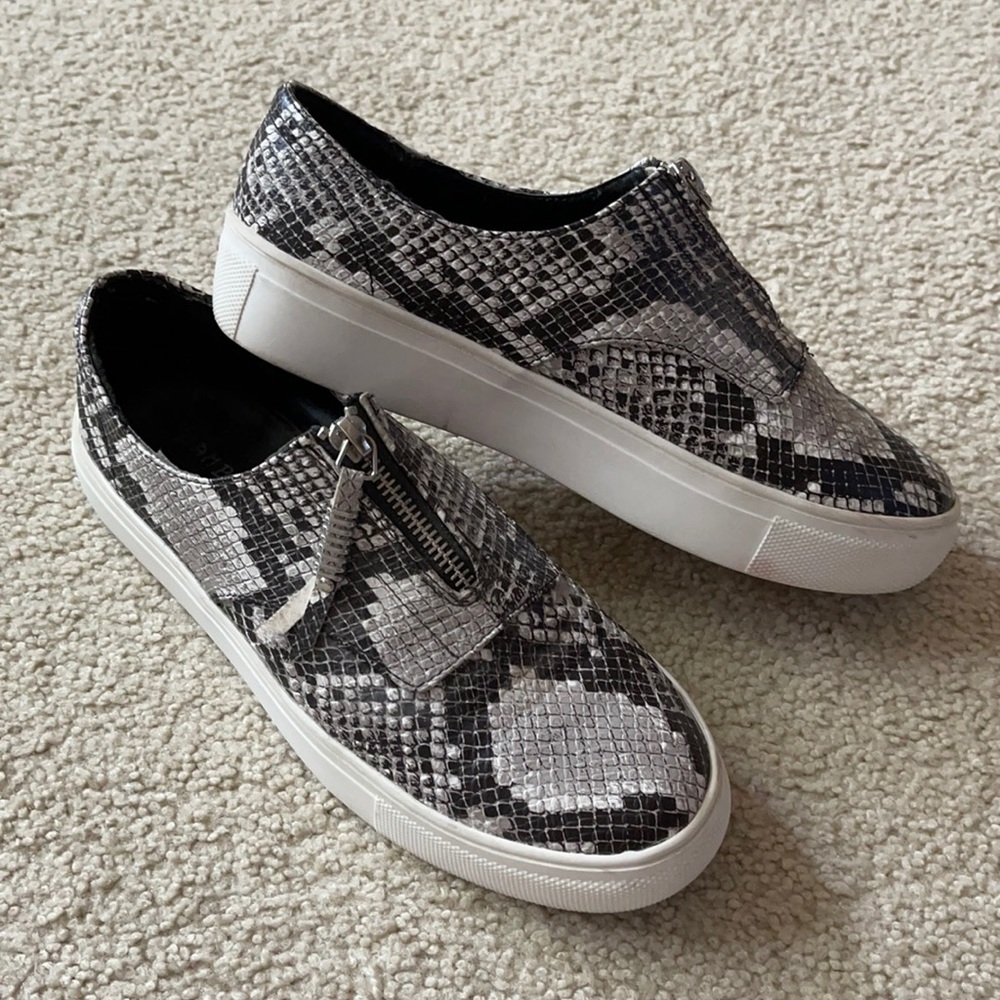 Bamboo snakeskin slip on sneakers